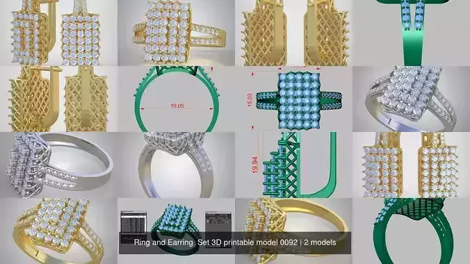 Ring and Earring  Set 3D printable model 0092