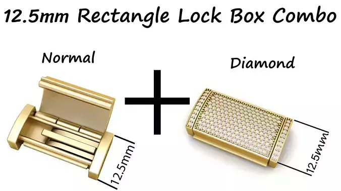 12 and half mm Rectangular Lock Box Combo of Plain and Diamond 