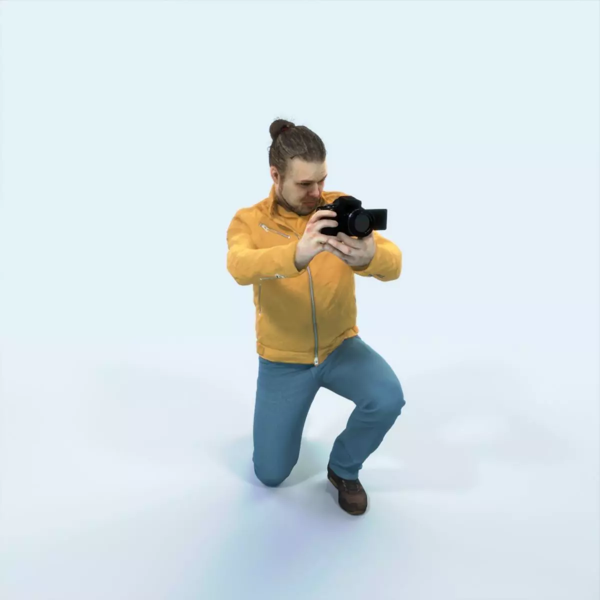 Keen 17L Kneeling Camera Photographer Casual Man Low-poly 3D model_0