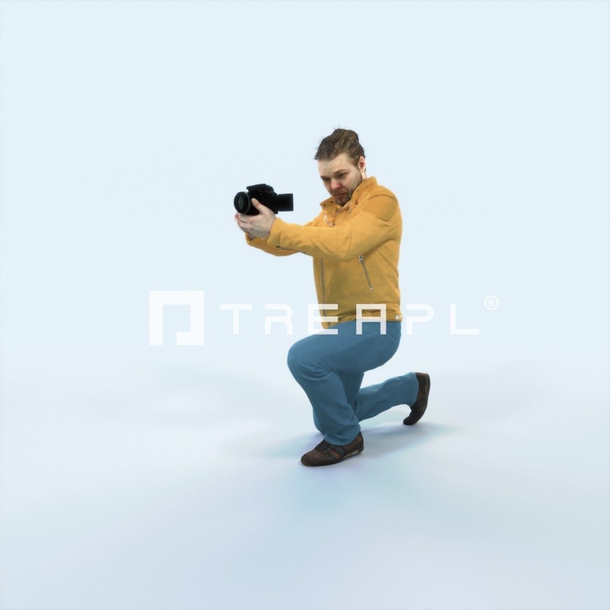 Keen 17L Kneeling Camera Photographer Casual Man Low-poly 3D model_5