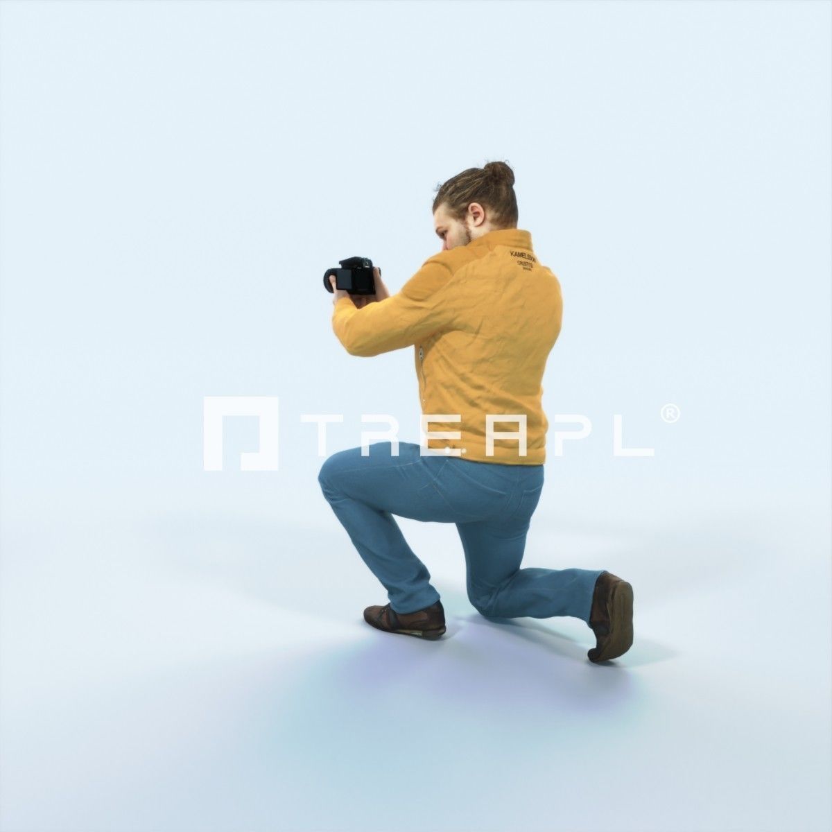 Keen 17L Kneeling Camera Photographer Casual Man Low-poly 3D model_4