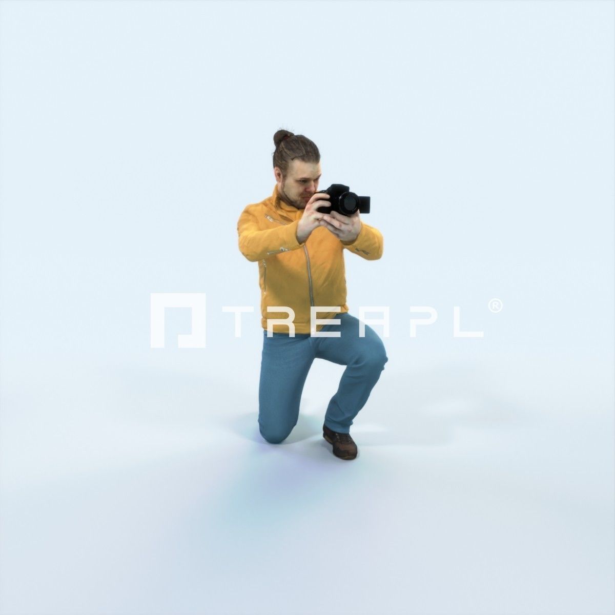 Keen 17L Kneeling Camera Photographer Casual Man Low-poly 3D model_1