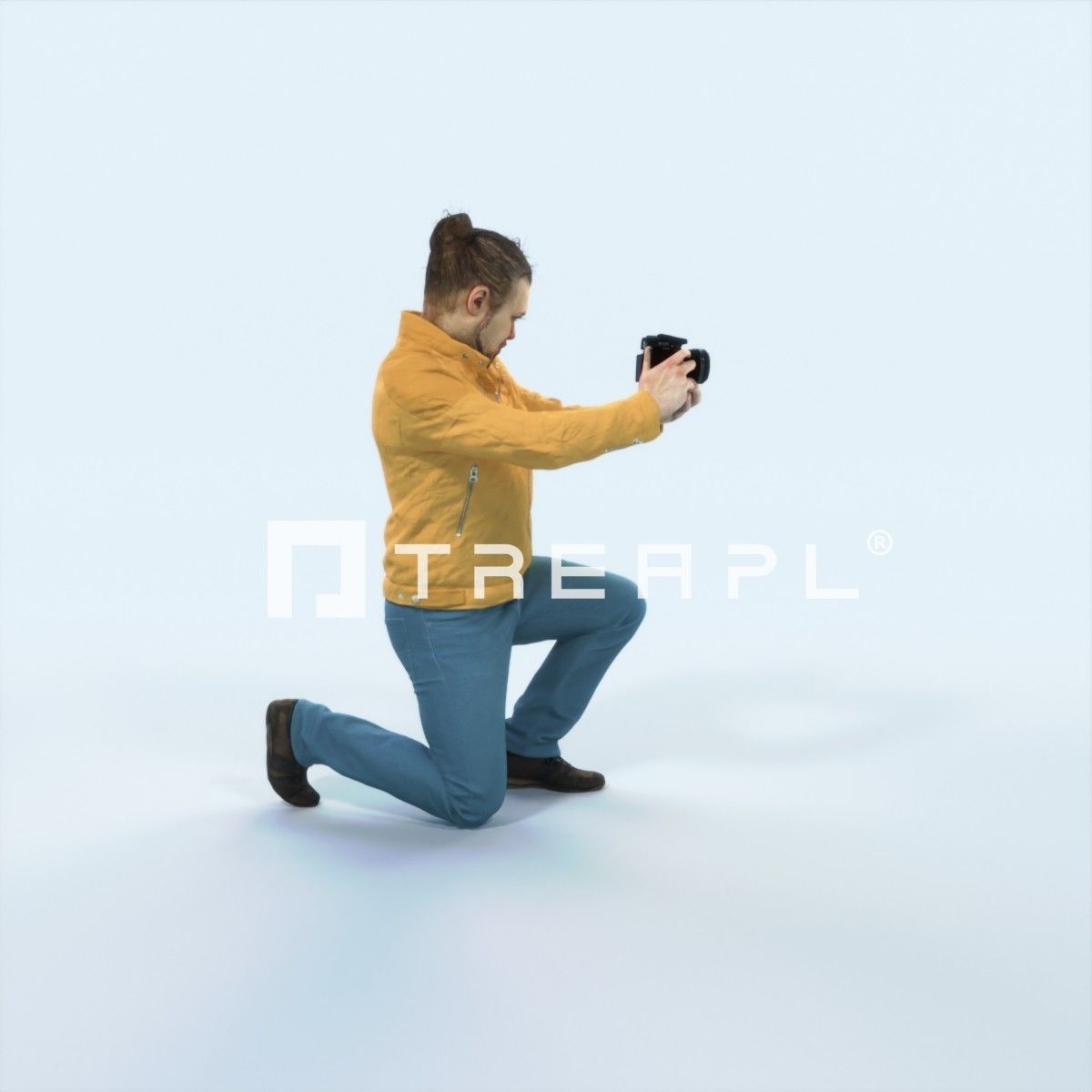 Keen 17L Kneeling Camera Photographer Casual Man Low-poly 3D model_2