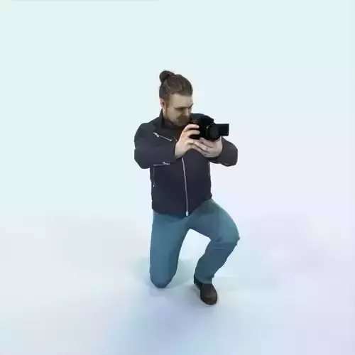 Keen 17K Kneeling Camera Photographer Casual Man Low-poly 3D model