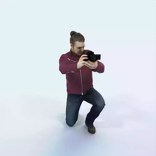 Keen 17J Kneeling Camera Photographer Casual Man