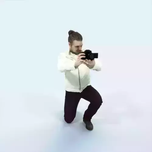 Keen 17I Kneeling Camera Photographer Casual Man Low-poly 3D model