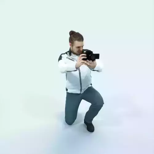 Keen 17G Kneeling Camera Photographer Casual Man
