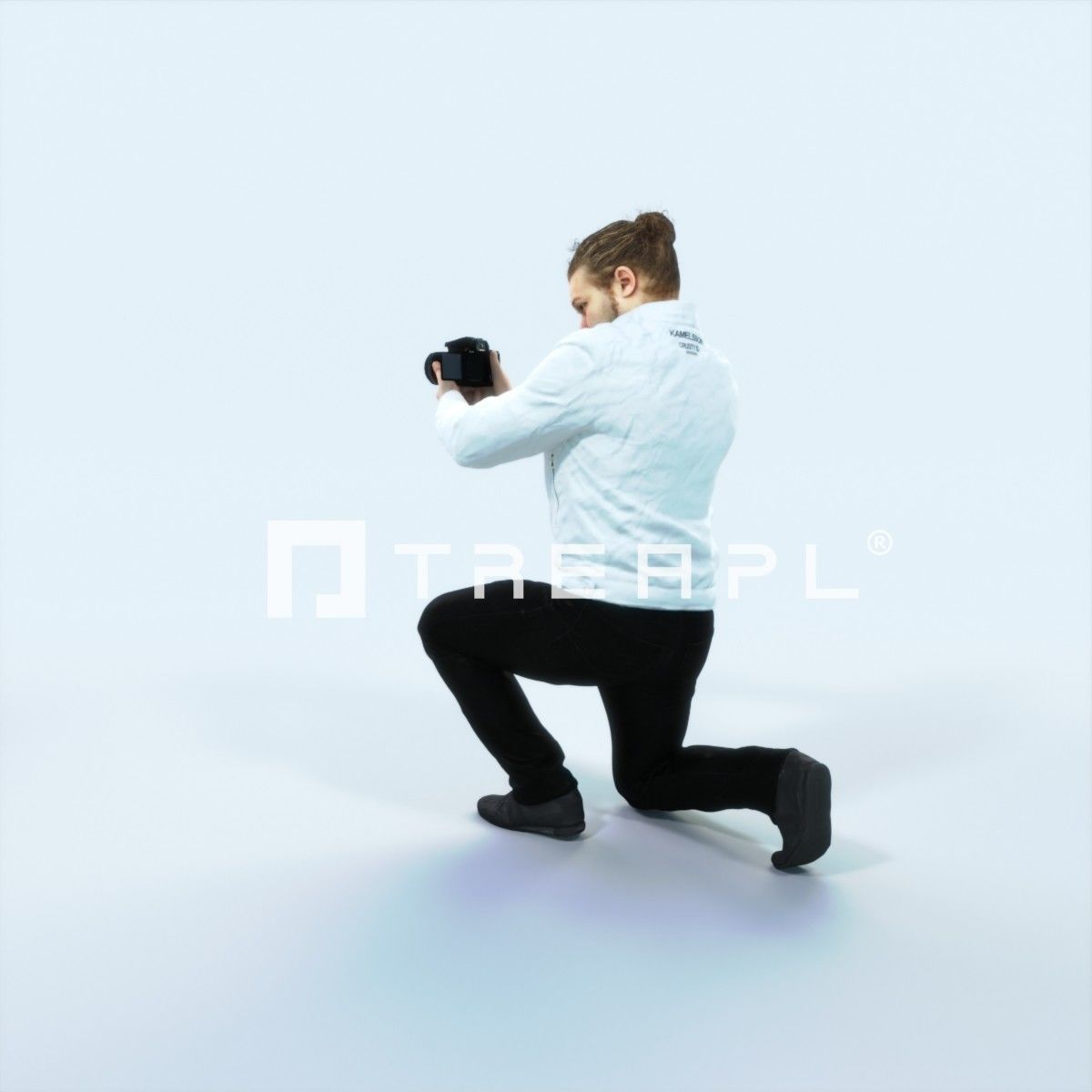 Keen 17D Kneeling Camera Photographer Casual Man Low-poly 3D model_4