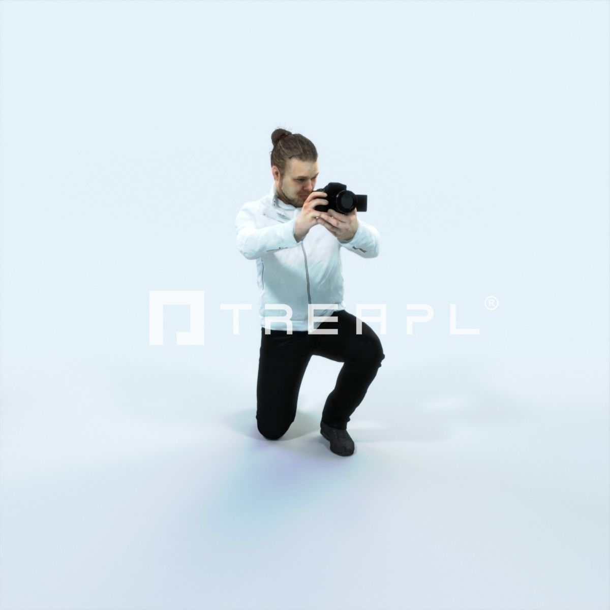 Keen 17D Kneeling Camera Photographer Casual Man Low-poly 3D model_1