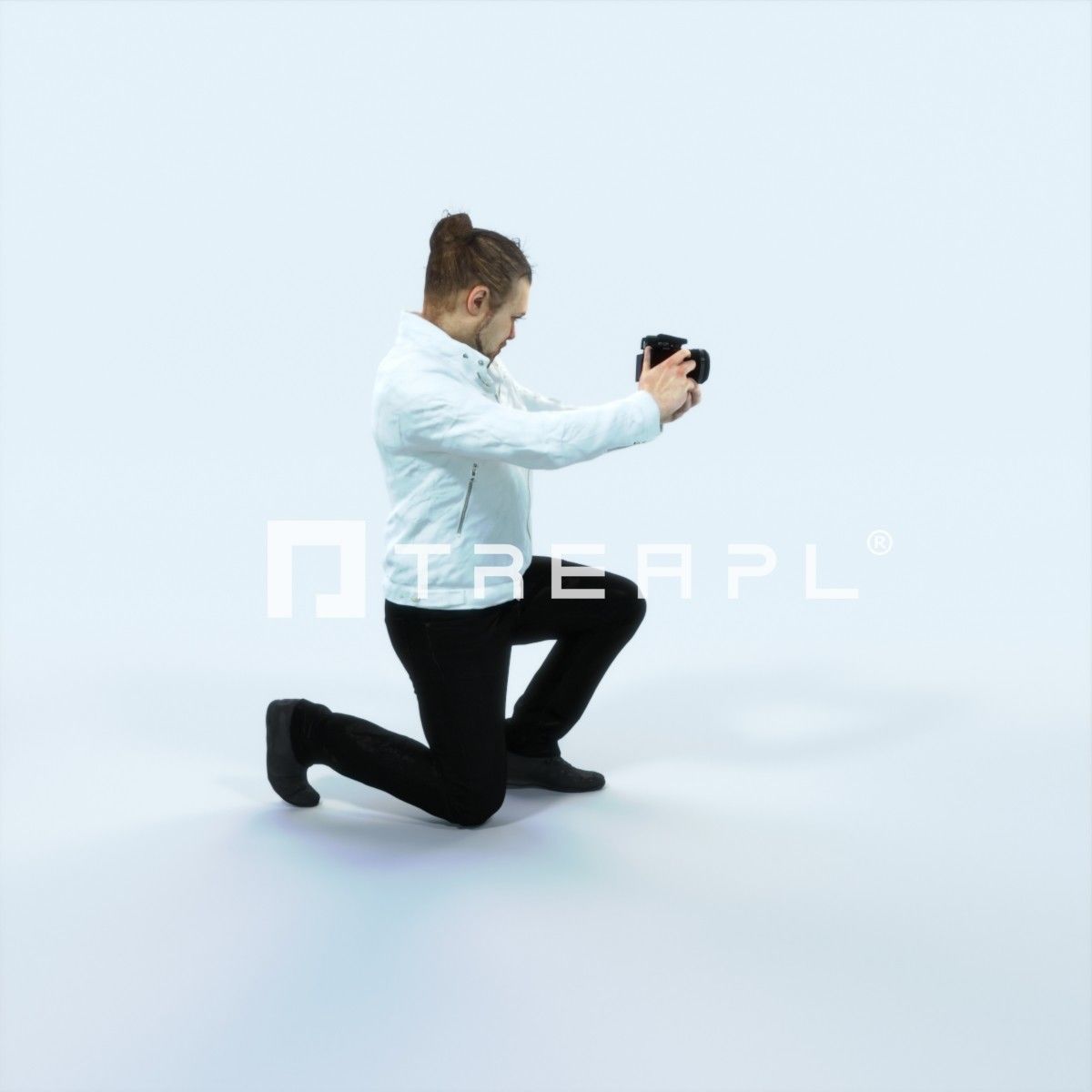 Keen 17D Kneeling Camera Photographer Casual Man Low-poly 3D model_2