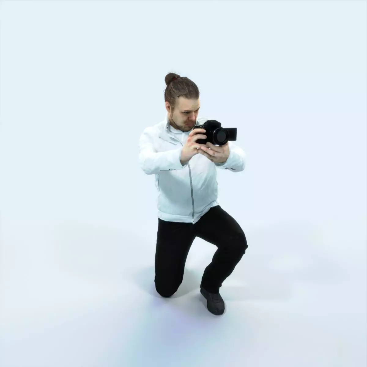 Keen 17D Kneeling Camera Photographer Casual Man Low-poly 3D model_0