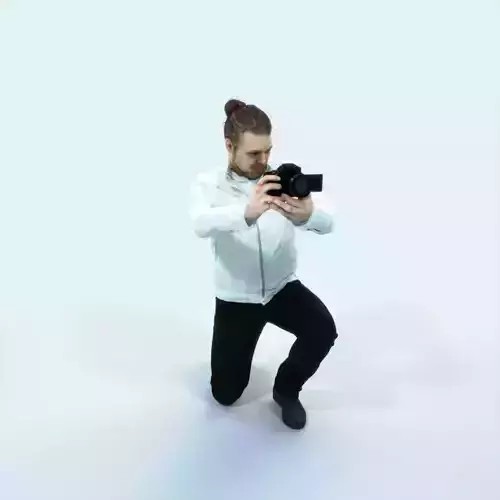 Keen 17D Kneeling Camera Photographer Casual Man Low-poly 3D model