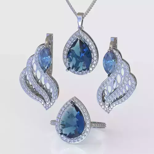 Ring  Earring and Pendant Set 3D printable model 0093