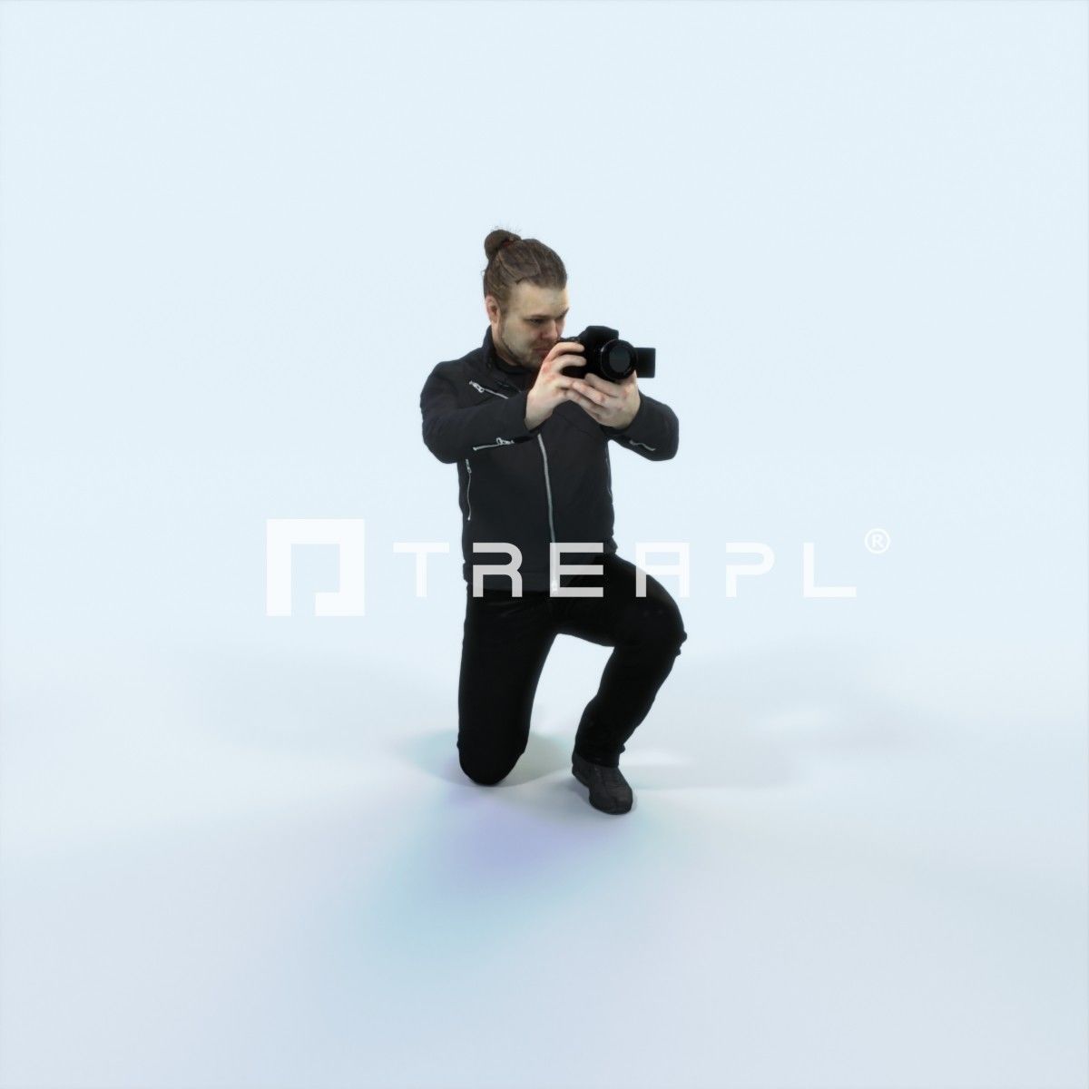 Keen 17B Kneeling Camera Photographer Casual Man Low-poly 3D model_1