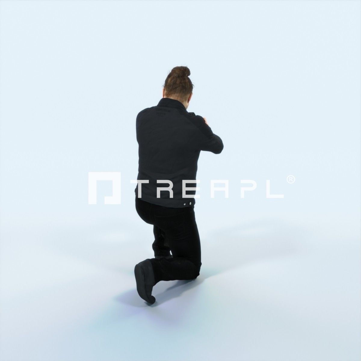 Keen 17B Kneeling Camera Photographer Casual Man Low-poly 3D model_3