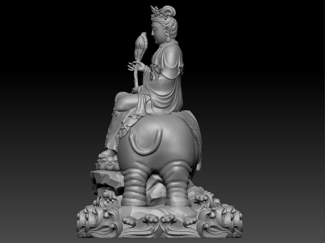 Samantabhadra bodhisattva riding six teeth white elephants 3D print model_2