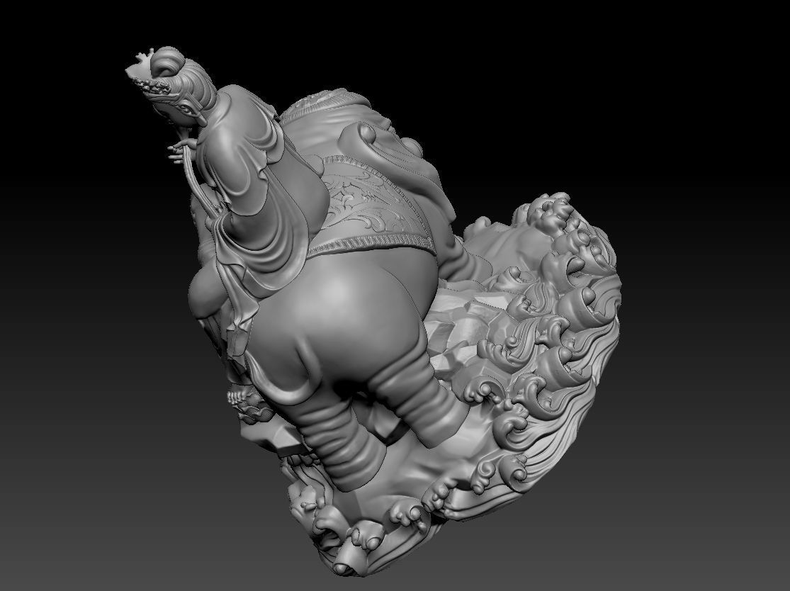 Samantabhadra bodhisattva riding six teeth white elephants 3D print model_6