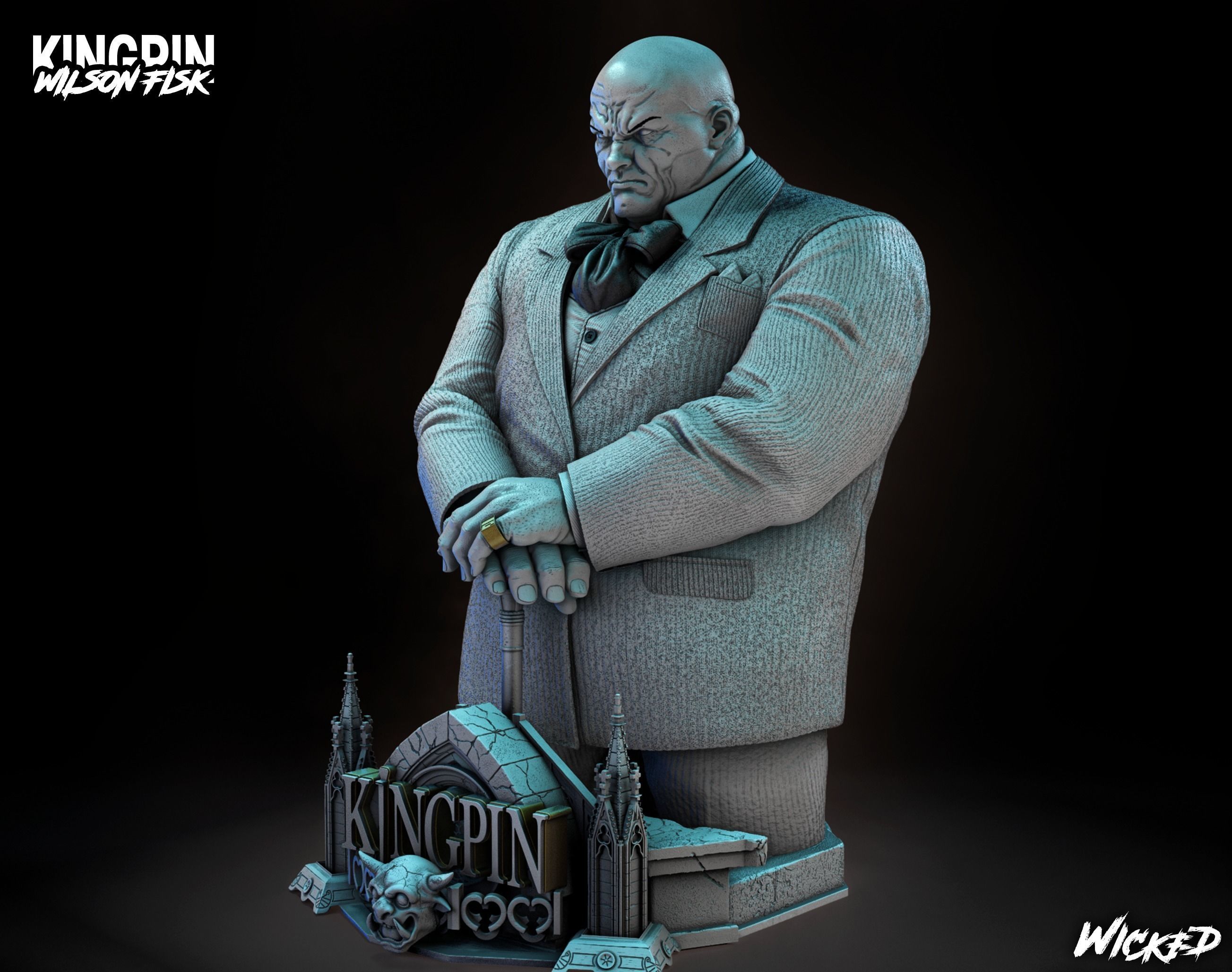 Wicked Marvel Kingpin Bust ready for 3d printing 3D print model_14