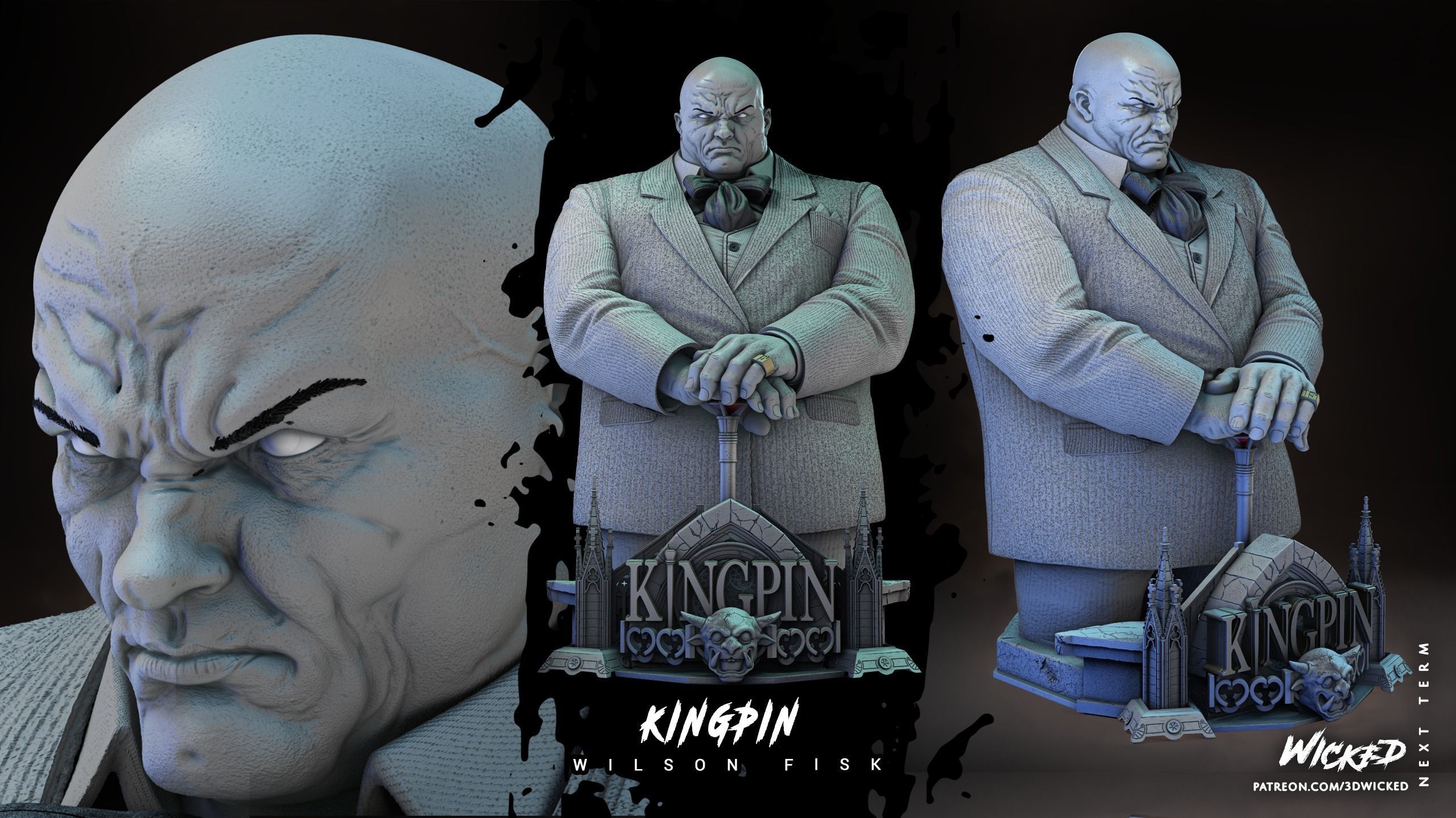 Wicked Marvel Kingpin Bust ready for 3d printing 3D print model_1