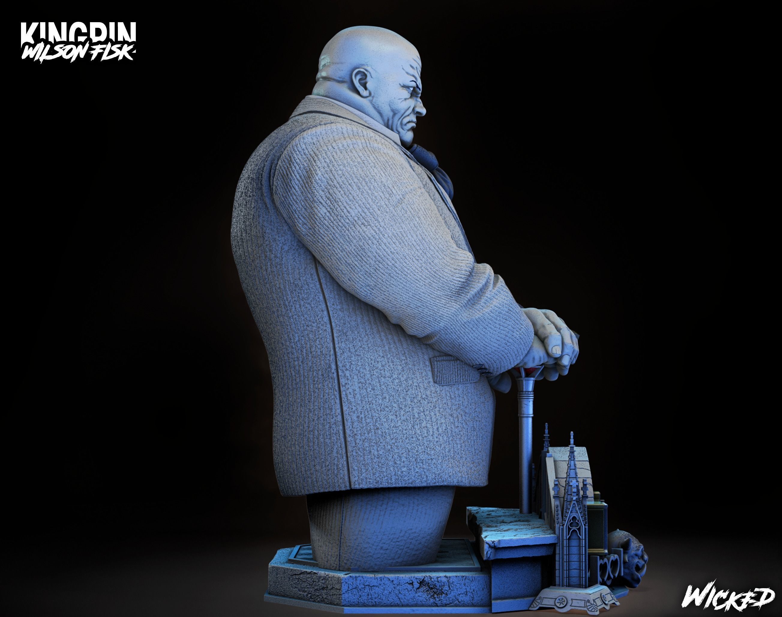 Wicked Marvel Kingpin Bust ready for 3d printing 3D print model_42