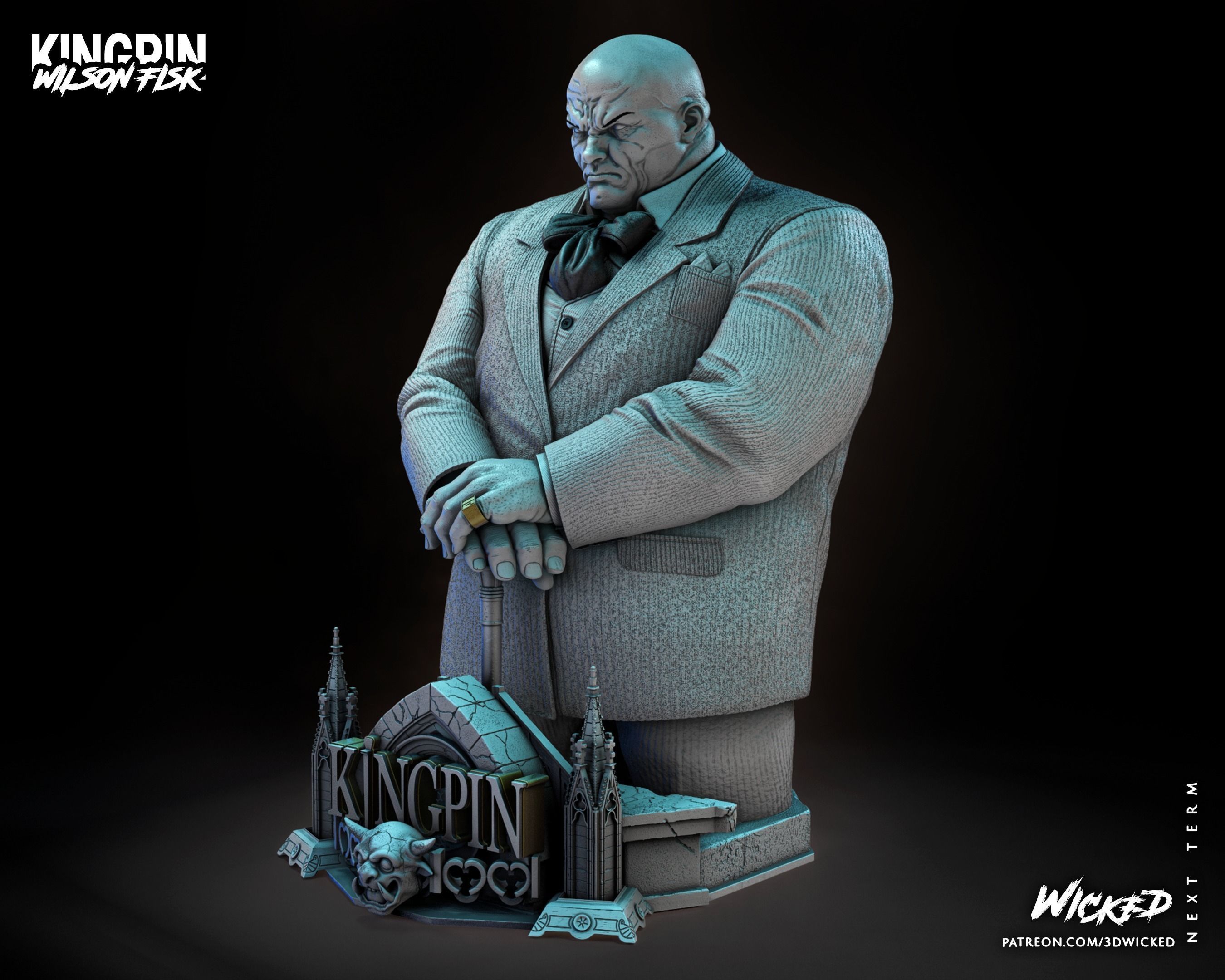 Wicked Marvel Kingpin Bust ready for 3d printing 3D print model_17