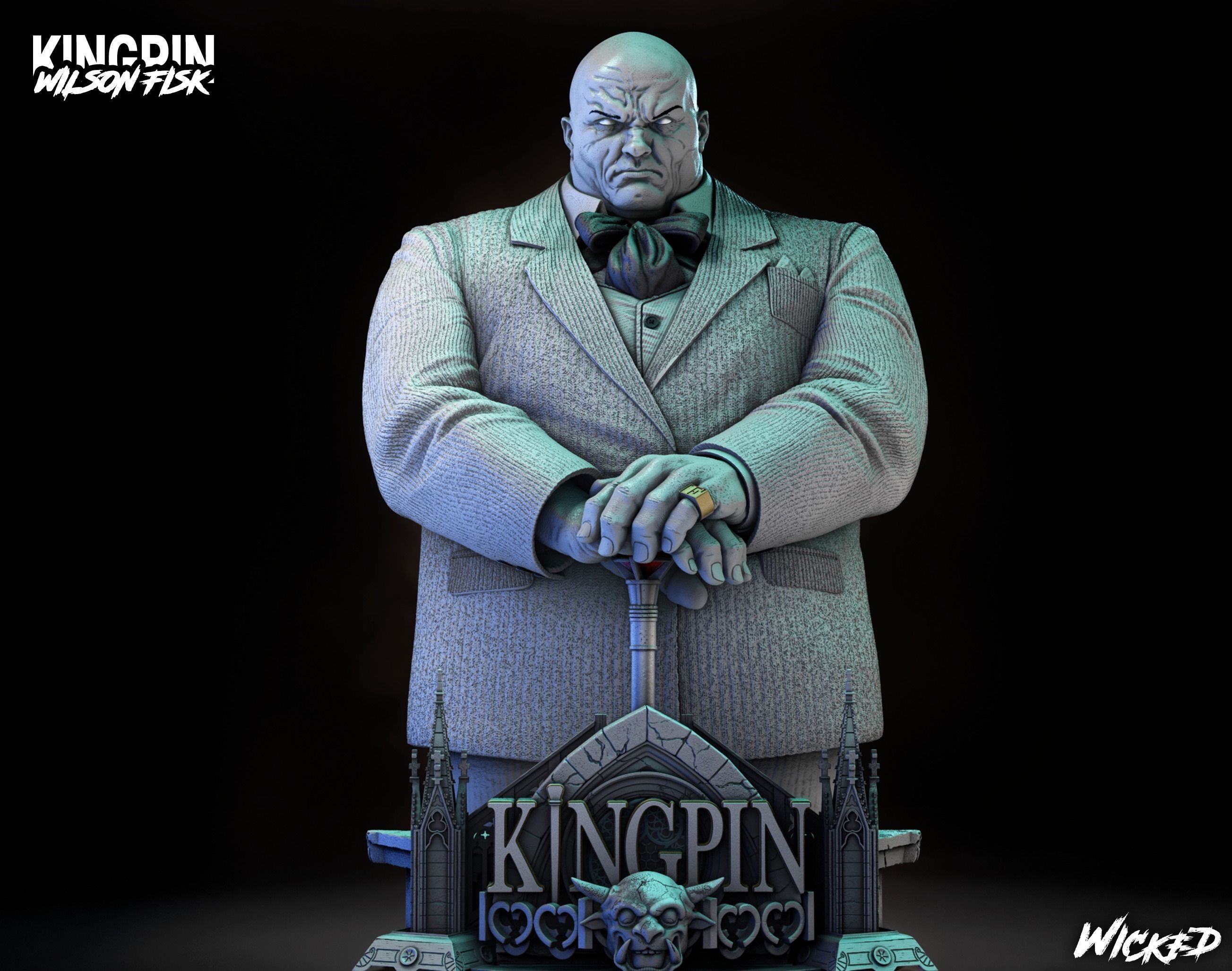 Wicked Marvel Kingpin Bust ready for 3d printing 3D print model_7