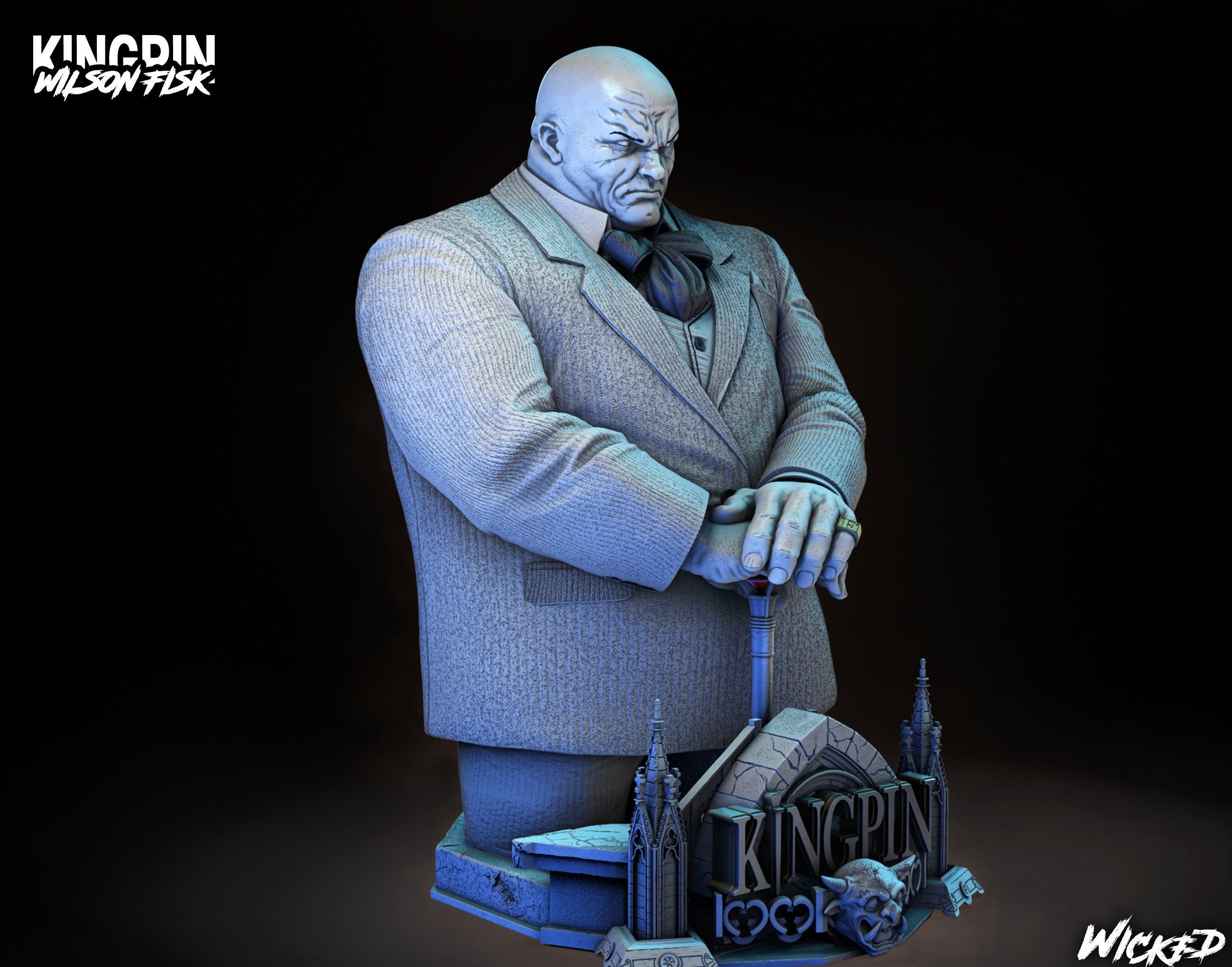 Wicked Marvel Kingpin Bust ready for 3d printing 3D print model_21