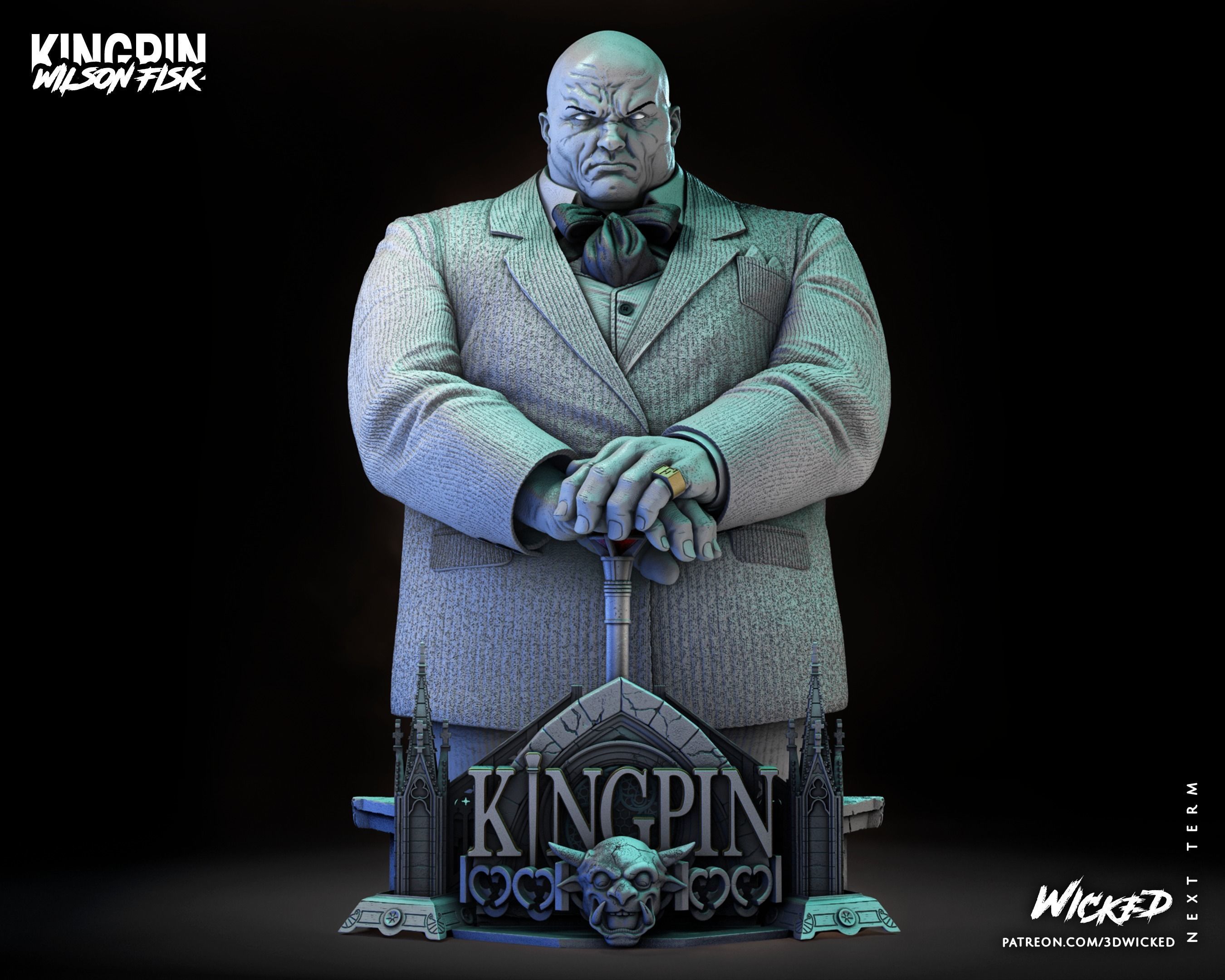 Wicked Marvel Kingpin Bust ready for 3d printing 3D print model_10