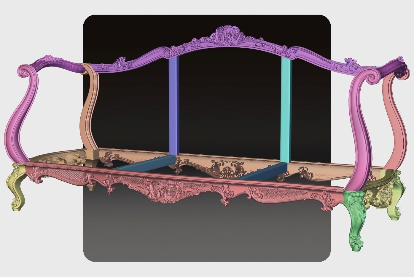  Carved Canape ornament for cnc 03 3D model_7