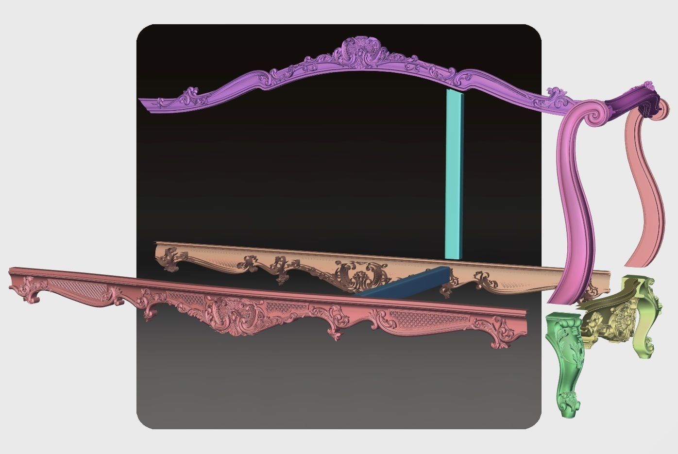  Carved Canape ornament for cnc 03 3D model_8