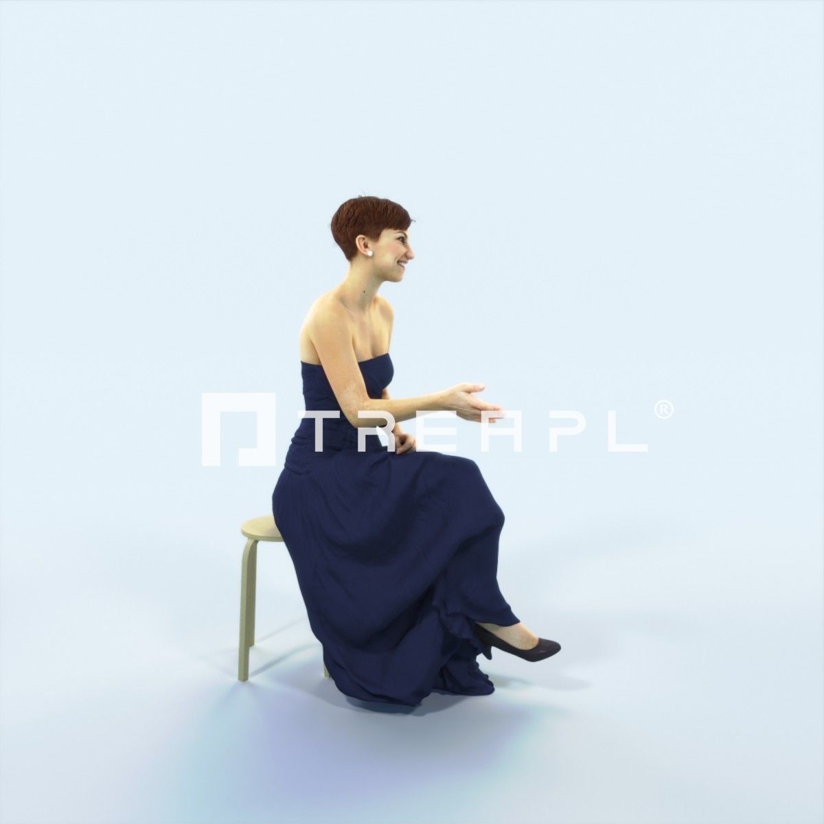 Luna 20I Explaining Sitting Event Elegant Woman Low-poly 3D model_2
