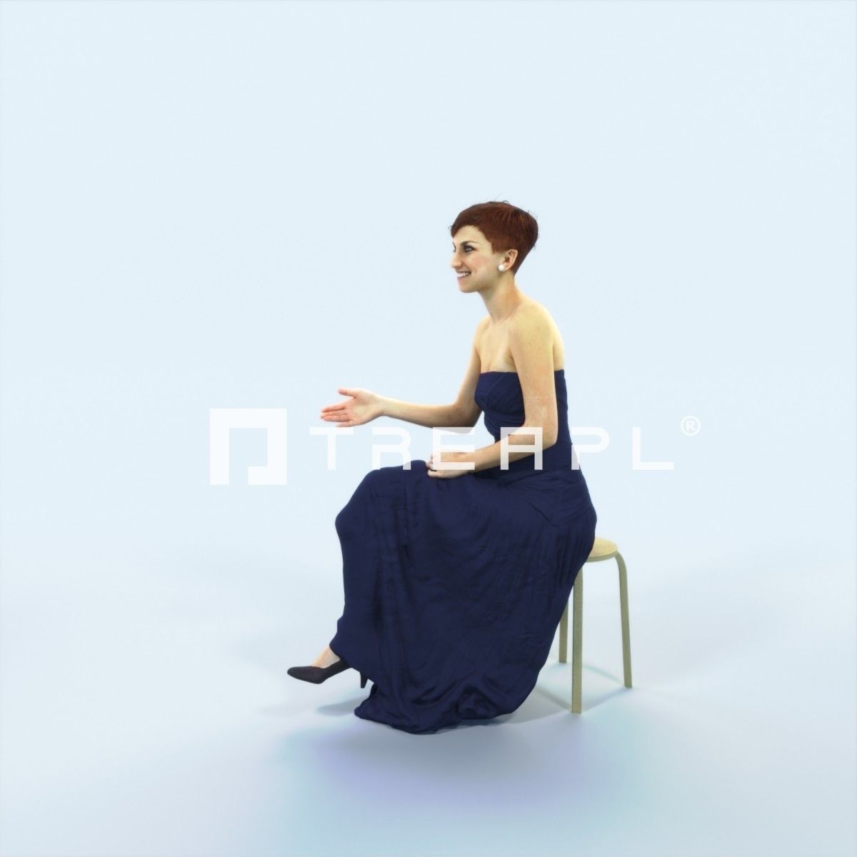 Luna 20I Explaining Sitting Event Elegant Woman Low-poly 3D model_5