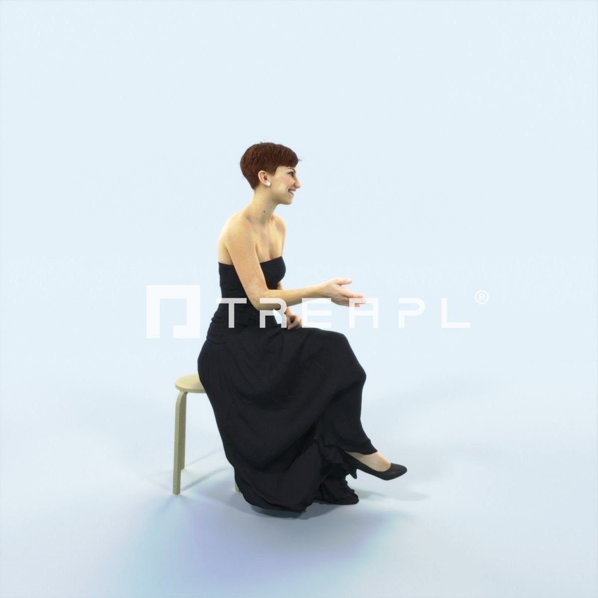 Luna 20B Explaining Sitting Event Elegant Woman Low-poly 3D model_2