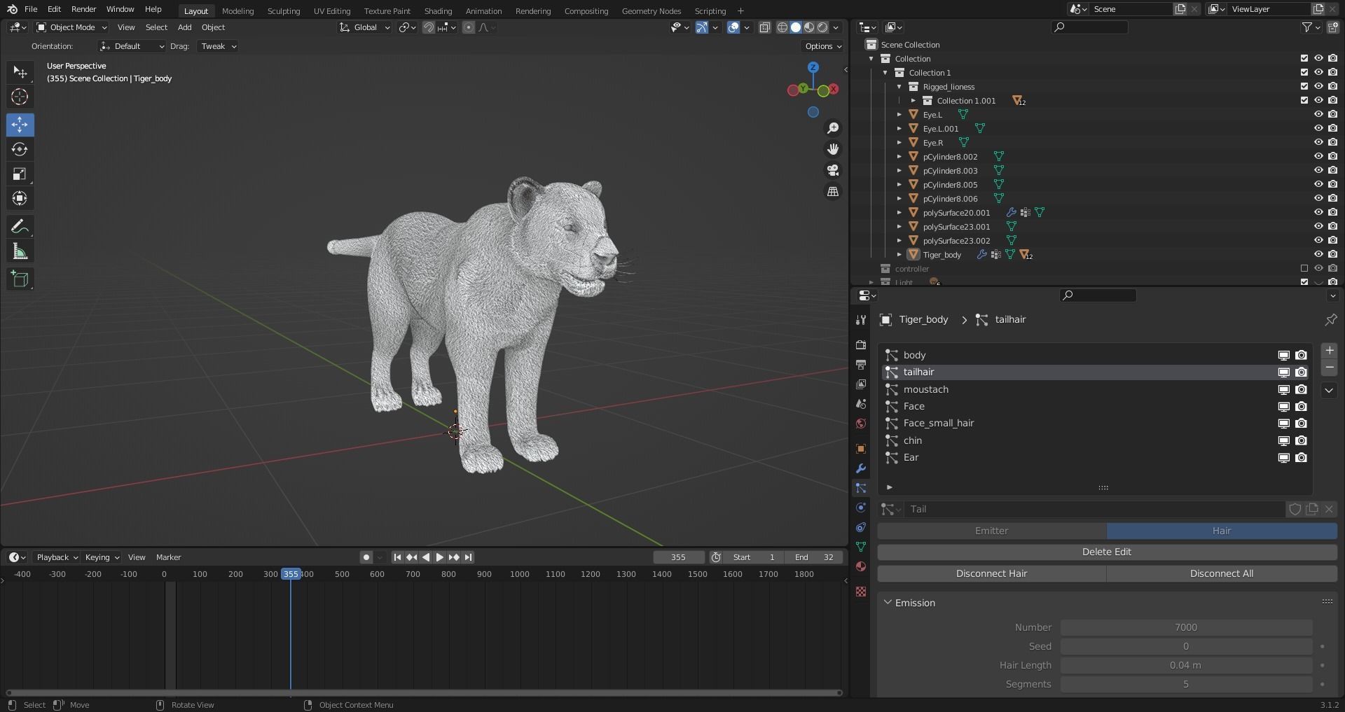 Fur Black Panther Rigged and Animation in Blender Unity  Low-poly 3D model_22