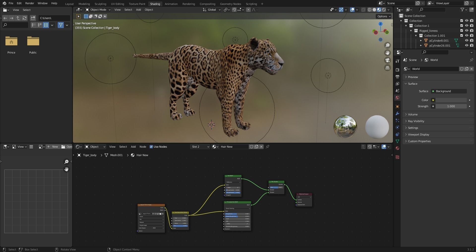 Fur Black Panther Rigged and Animation in Blender Unity  Low-poly 3D model_19