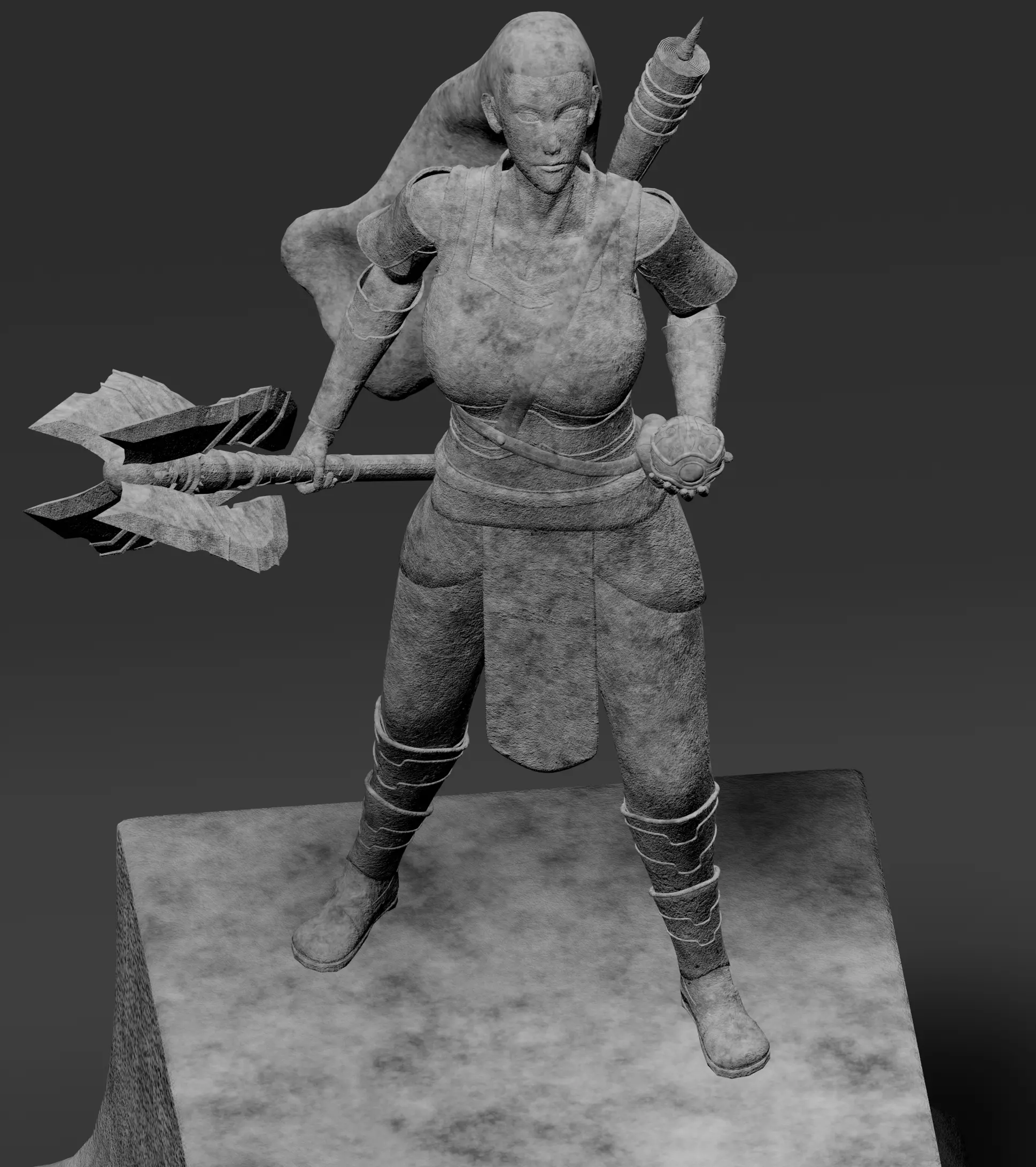 Female Battlemage Statue Low-poly 3D model