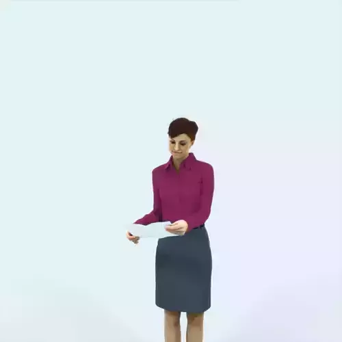 Luna 28L Documents Reading Reading Business Woman Low-poly 3D model