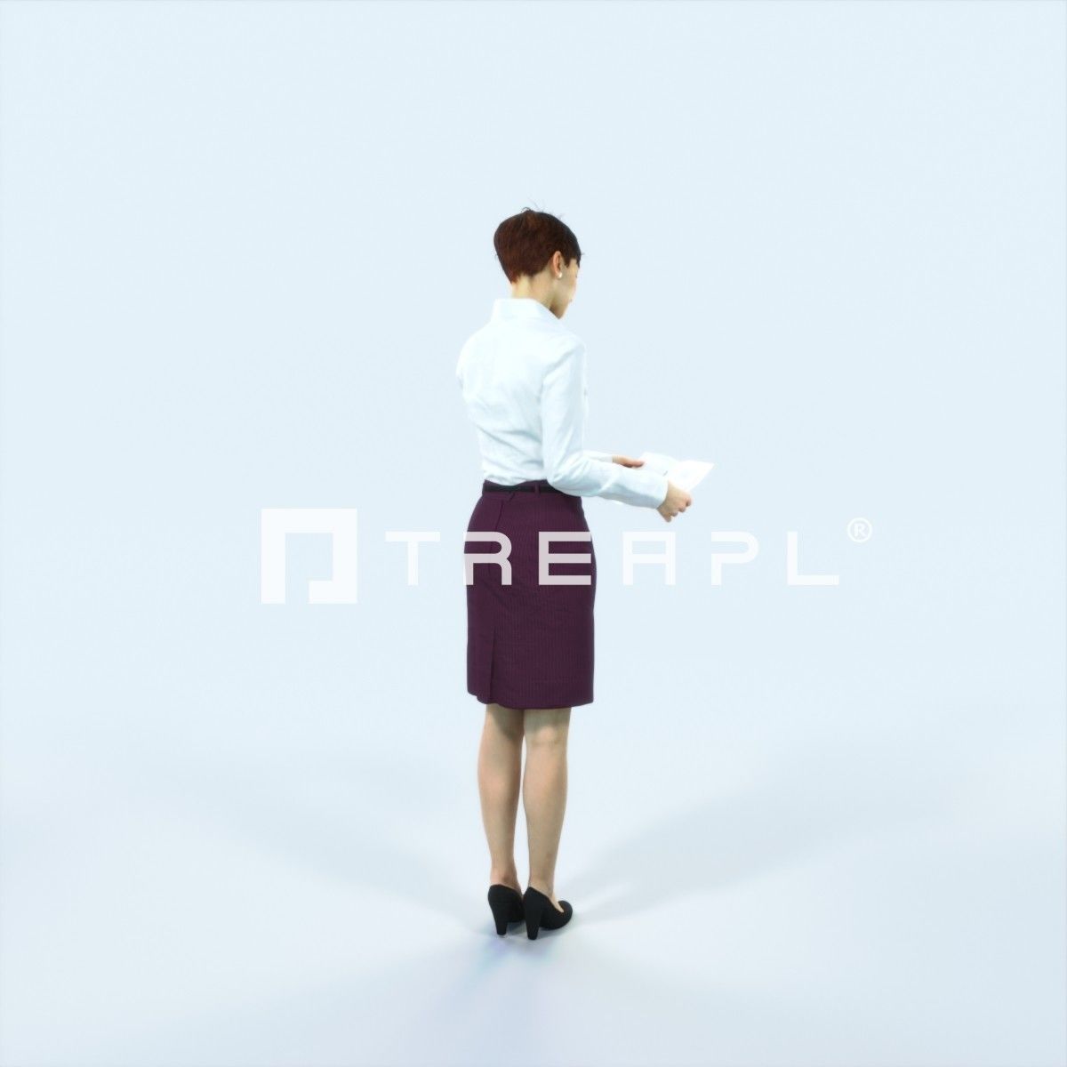 Luna 28I Documents Reading Reading Business Woman Low-poly 3D model_3