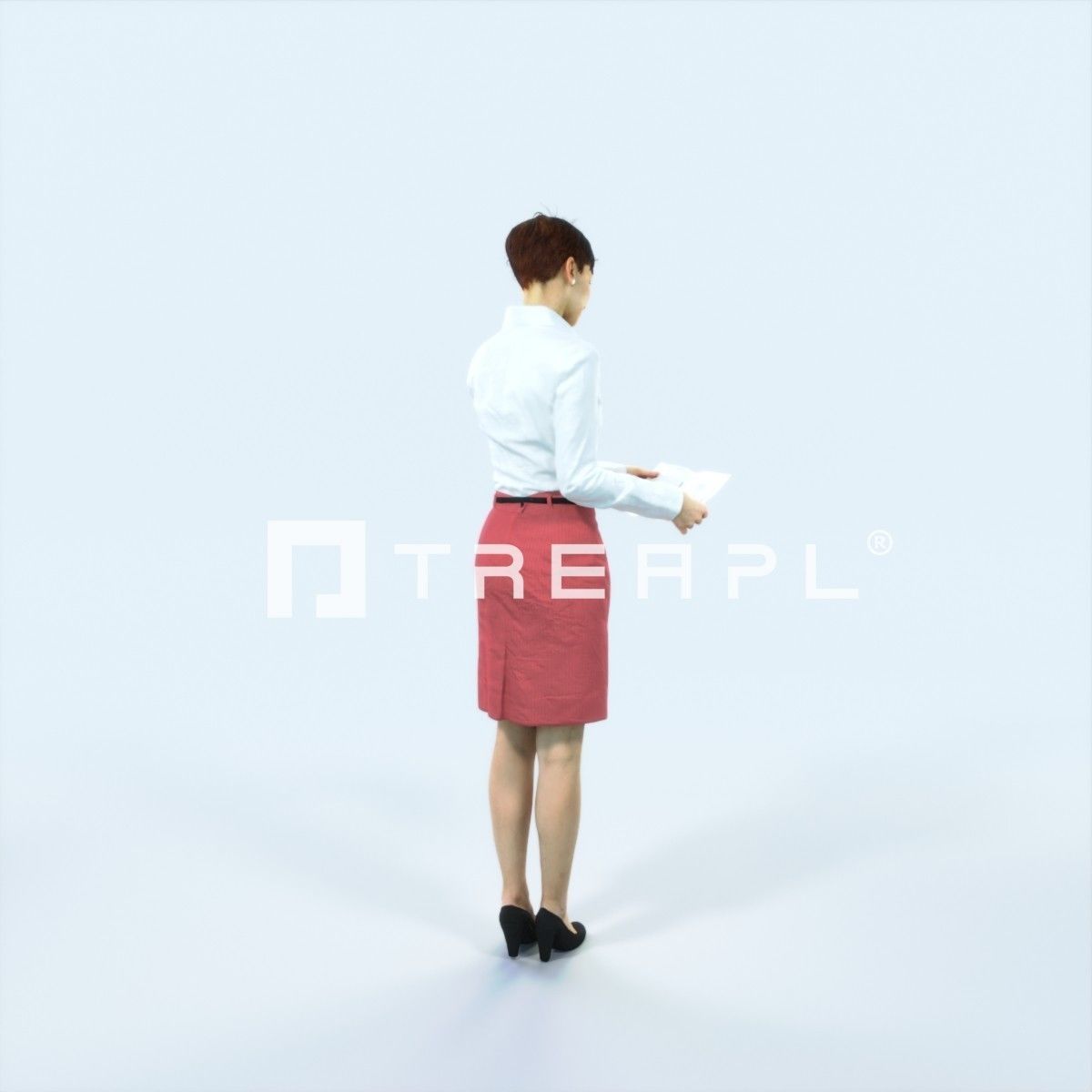 Luna 28F Documents Reading Reading Business Woman Low-poly 3D model_3