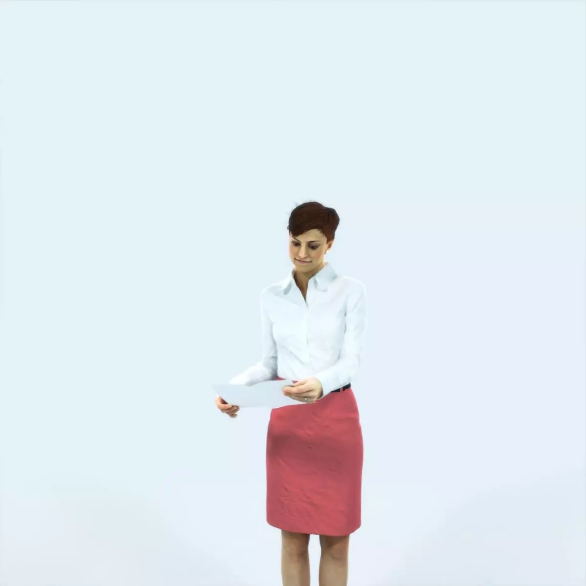 Luna 28F Documents Reading Reading Business Woman Low-poly 3D model_0
