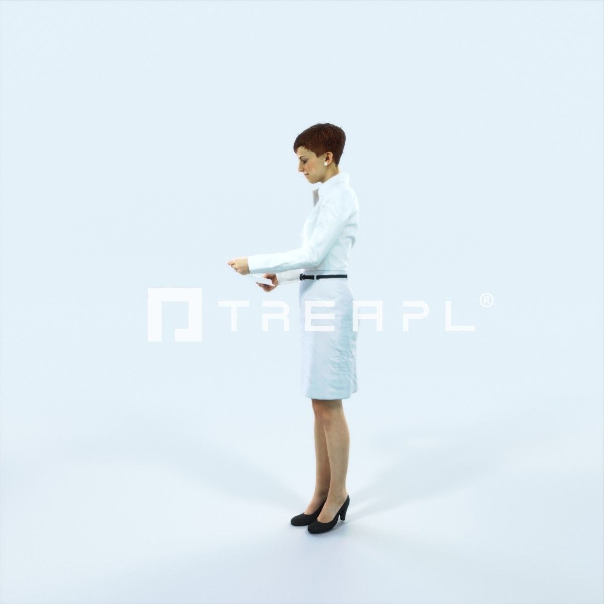 Luna 28D Documents Reading Reading Business Woman Low-poly 3D model_5