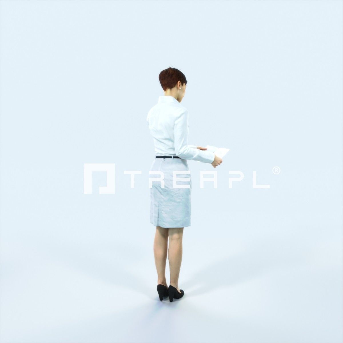 Luna 28D Documents Reading Reading Business Woman Low-poly 3D model_3