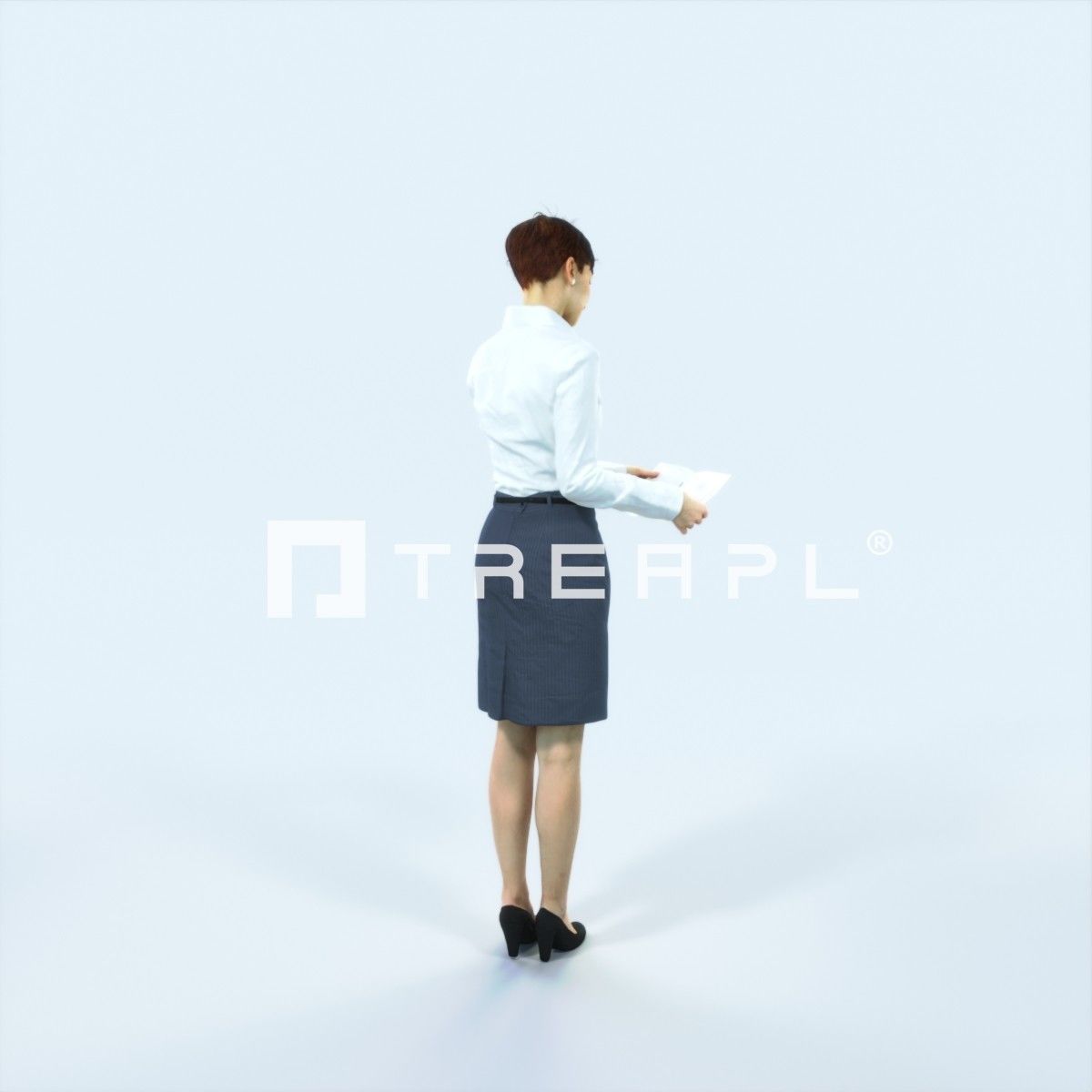 Luna 28C Documents Reading Reading Business Woman Low-poly 3D model_3