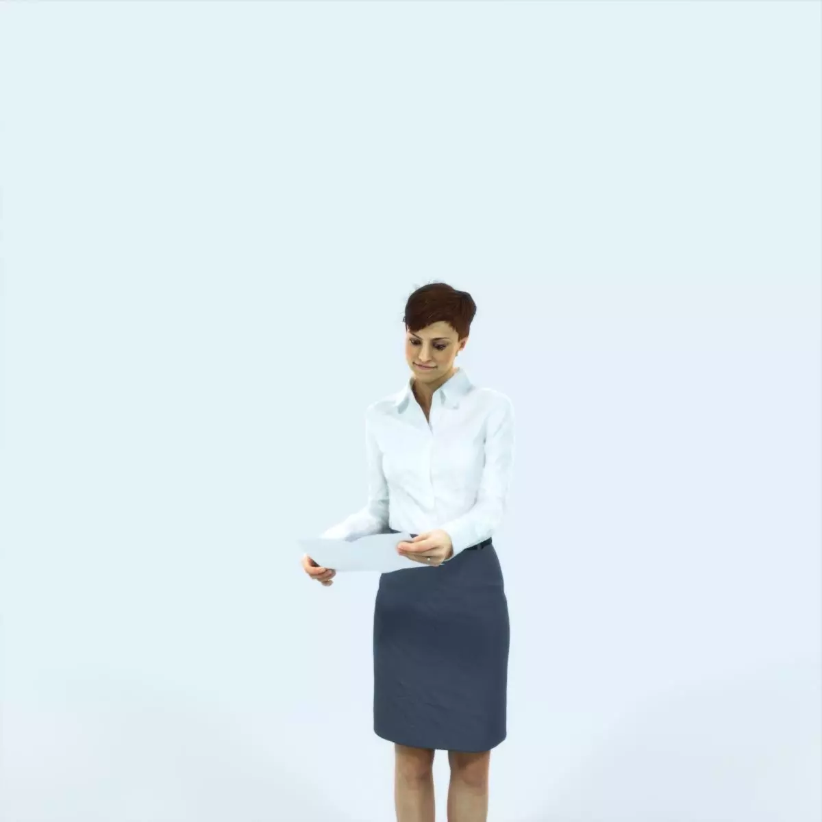Luna 28C Documents Reading Reading Business Woman Low-poly 3D model_0