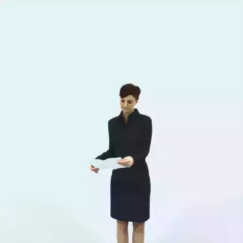 Luna 28B Documents Reading Reading Business Woman Low-poly 3D model