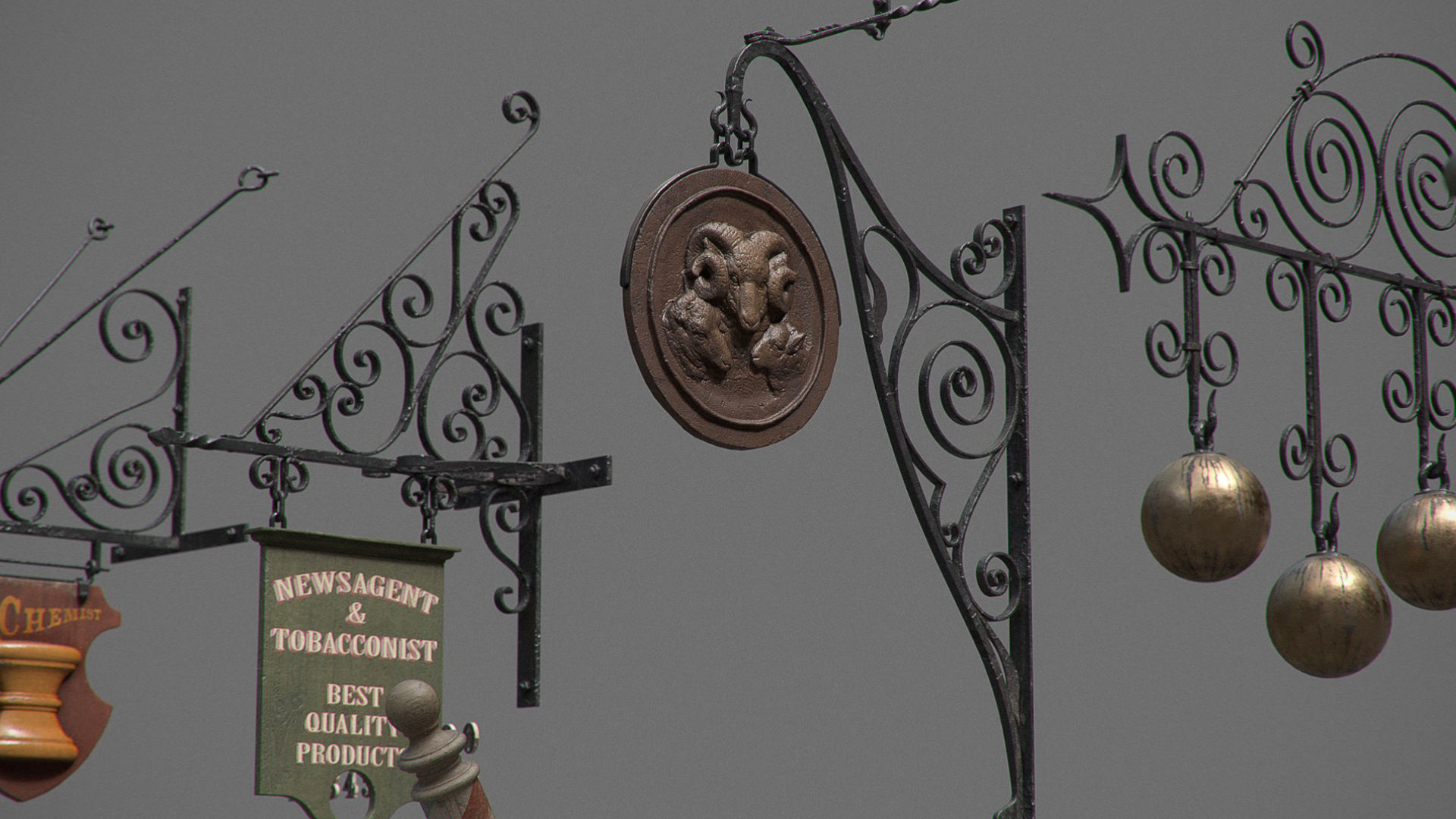 Generic Vintage Signs Set 3D model_5