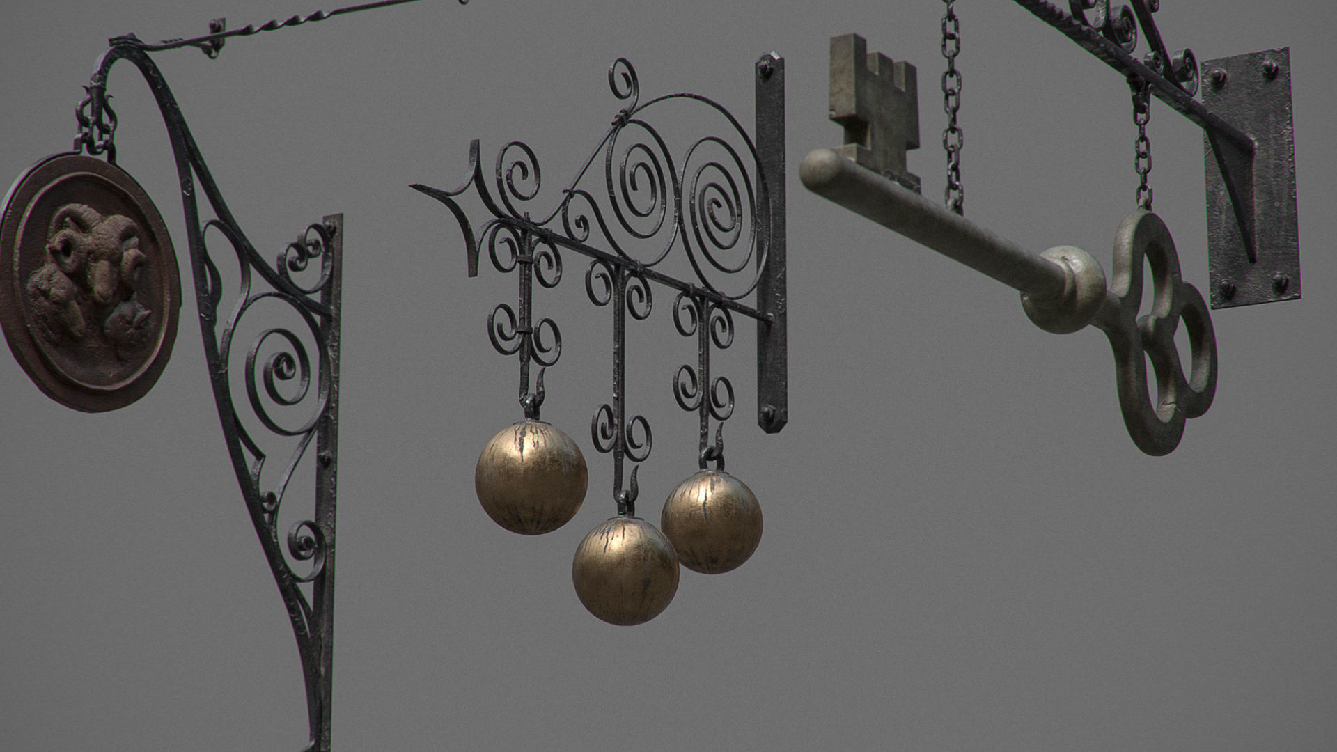 Generic Vintage Signs Set 3D model_6