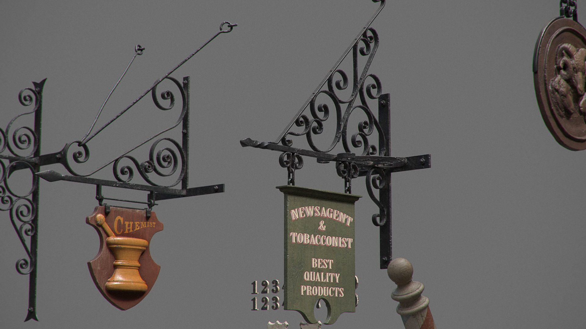 Generic Vintage Signs Set 3D model_4