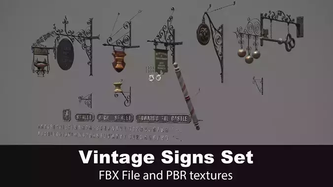 Generic Vintage Signs Set 3D model
