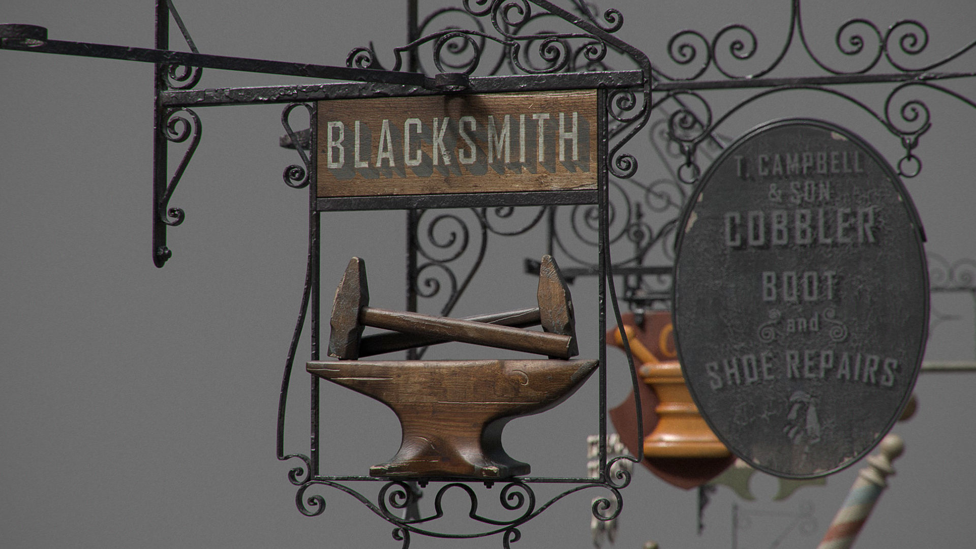 Generic Vintage Signs Set 3D model_7